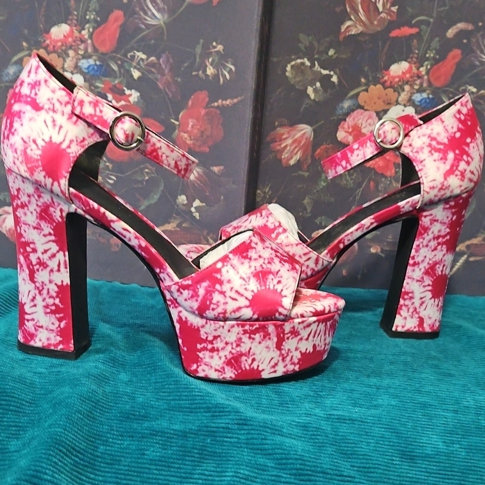 Current Mood Pink Tie-Dye Platform Heels